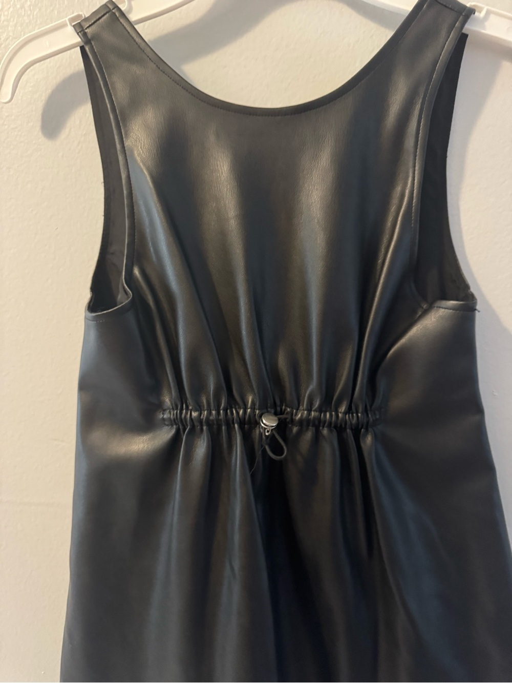 Zara Black Faux-Leather Drawstring Mini Dress - Picture 2 of 7